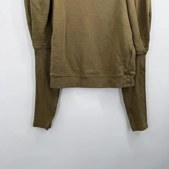 Ulla Johnson Sweatshirt Womens XS Green Puff Sleeve Terry Crewneck Pullover - Picture 3 of 11